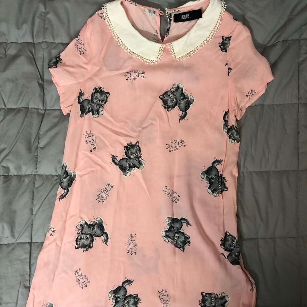adorable pink kitten babydoll dress